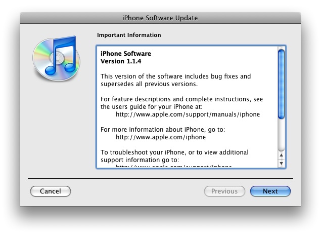 iPhone Firmware 1.1.4 Now