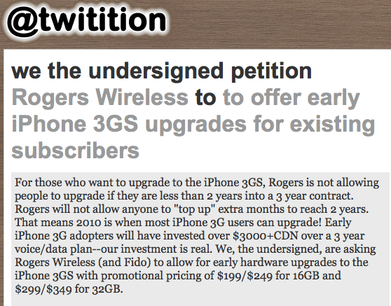 Petitions to Bring Forward the Message of Early iPhone 3GS Upgrades