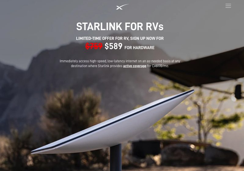 starlink RV canada $589